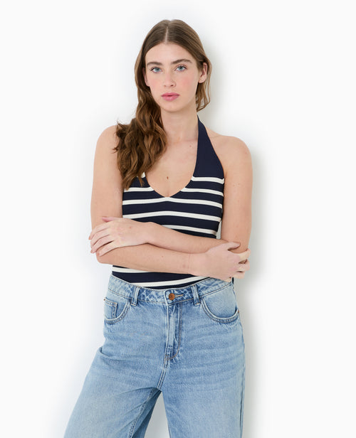 Top dos-nu en maille rayée - PIMKIE - 5