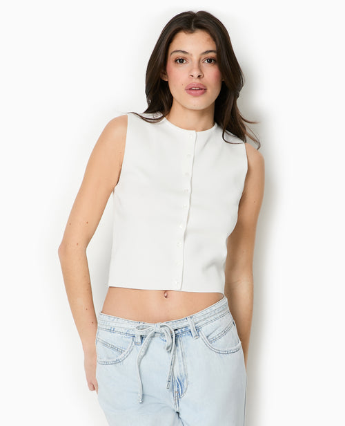 Top boutonné en maille fine - PIMKIE - 5