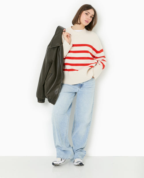 Pull oversize rayé avec grands bord-côtes - PIMKIE - 3