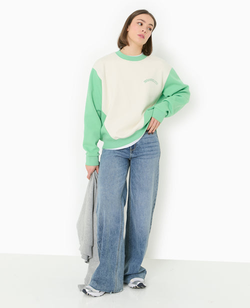 Sweat bicolore avec broderie poitrine et dos - PIMKIE - 5