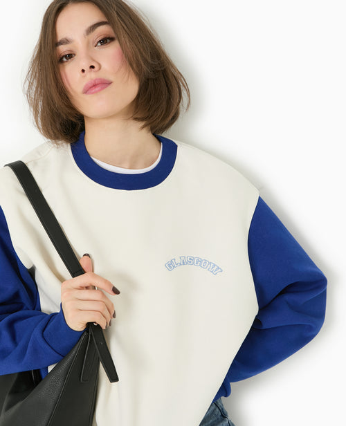 Sweat bicolore avec broderie poitrine et dos - PIMKIE - 1
