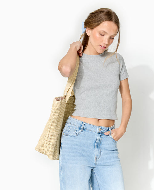 T-shirt court en maille côtelée - PIMKIE - 1