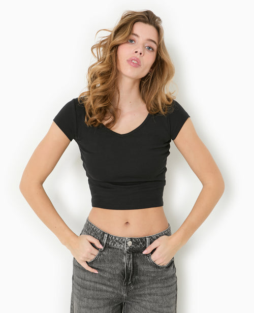 T-shirt court col V - PIMKIE - 4