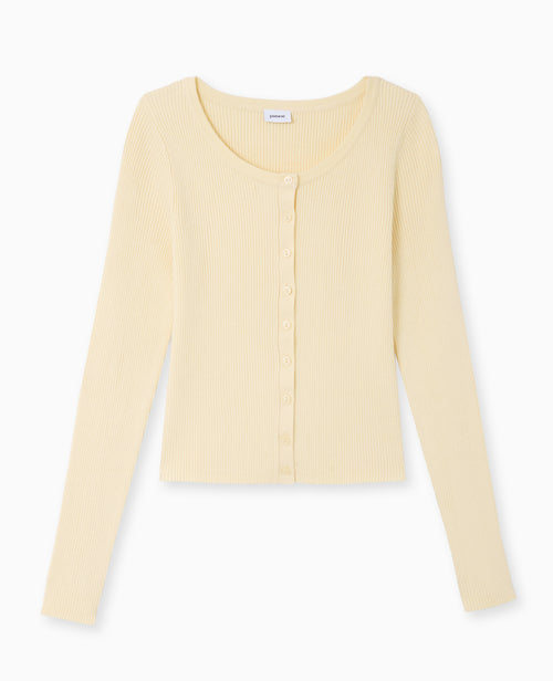 Gilet col rond en maille côtelée - PIMKIE - 4