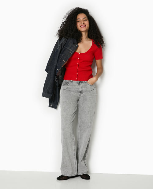 T-shirt boutonné en maille côtelée - PIMKIE - 2