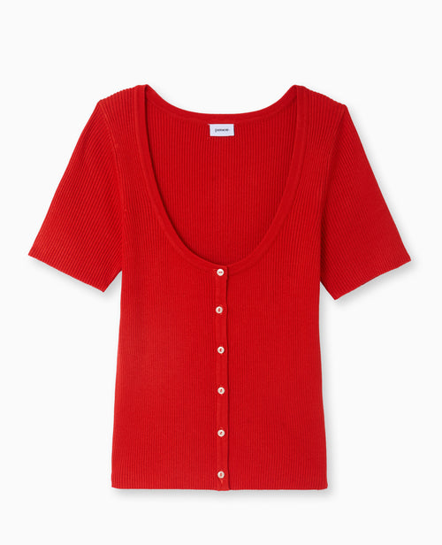 T-shirt boutonné en maille côtelée - PIMKIE - 4
