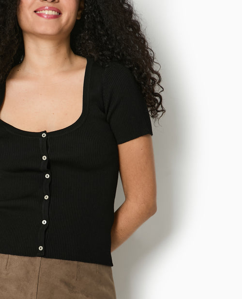 T-shirt boutonné en maille côtelée - PIMKIE - 3