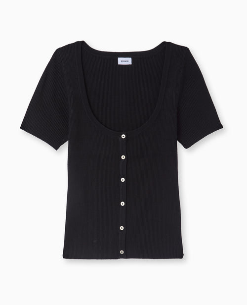 T-shirt boutonné en maille côtelée - PIMKIE - 4