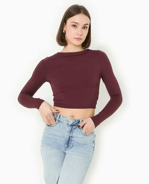 Top court manches longues avec dos ouvert - PIMKIE - 1