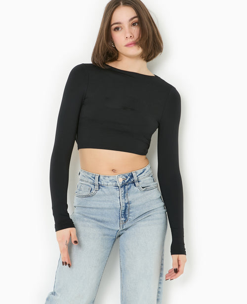 Top court manches longues avec dos ouvert - PIMKIE - 1