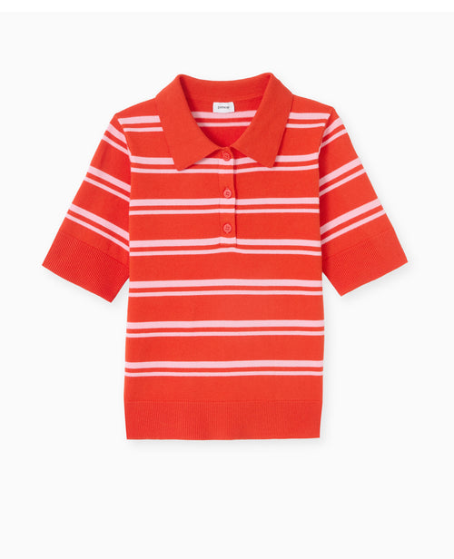 Pull manches courtes col polo motif rayures - PIMKIE - 4