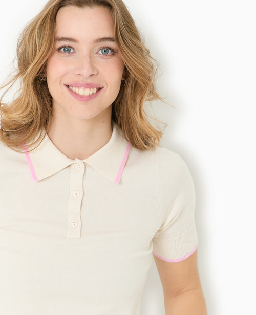 Pull manches courtes col polo bords contrastés - PIMKIE - 2