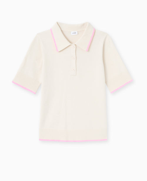 Pull manches courtes col polo bords contrastés - PIMKIE - 4