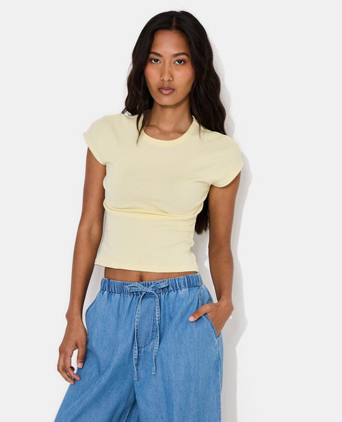 T-shirt ajusté col rond et manches raccourcies - PIMKIE - 1