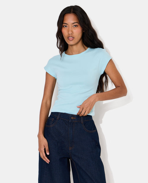 T-shirt ajusté col rond et manches raccourcies - PIMKIE - 1