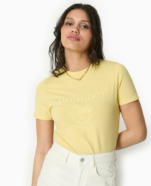 T-shirt court avec broderie ton sur ton - PIMKIE - 1