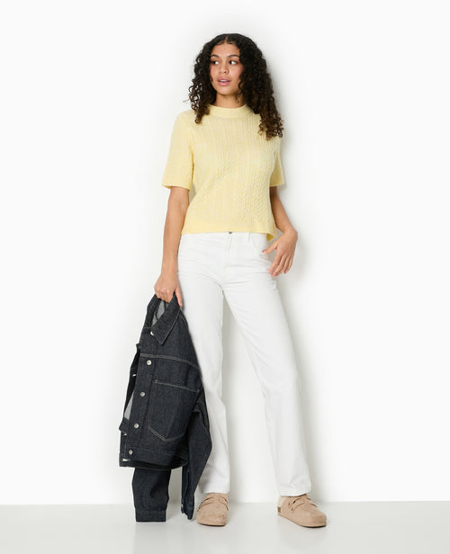 Pull manches courtes maille torsadée - PIMKIE - 2