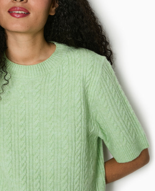 Pull manches courtes maille torsadée - PIMKIE - 3
