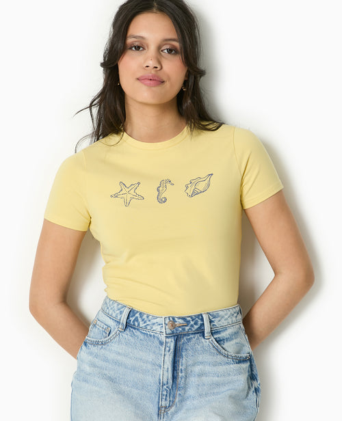 T-shirt ajusté avec print devant - PIMKIE - 1