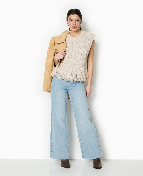 Pull sans manches maille tosadée avec franges - PIMKIE - 2