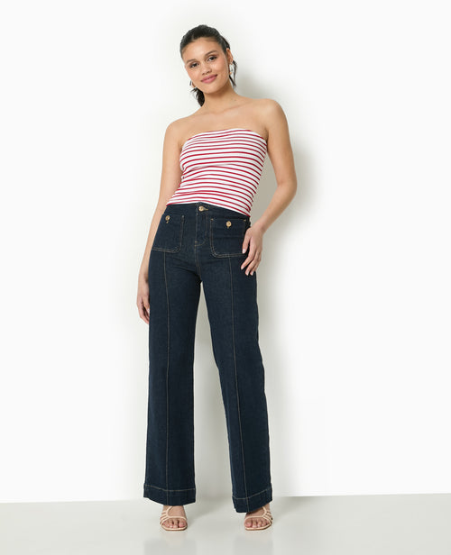 Top bandeau en maille côtelée rayée - PIMKIE - 2