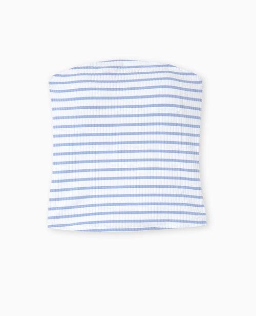 Top bandeau en maille côtelée rayée - PIMKIE - 4