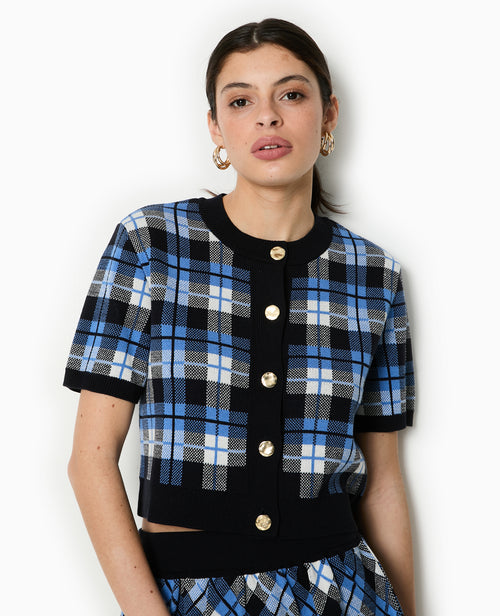 Gilet manches courtes motif carreaux jacquard - PIMKIE - 7