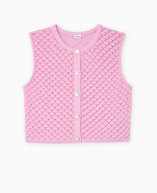 Gilet sans manche en maille ajourée - PIMKIE - 4