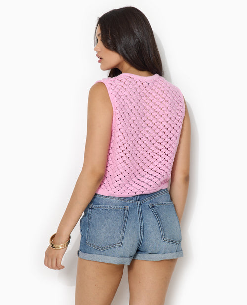 Gilet sans manche en maille ajourée - PIMKIE - 6