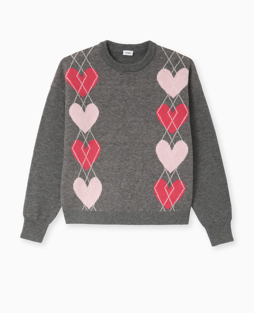 Pull col rond motif jacquard et cœurs - PIMKIE - 4