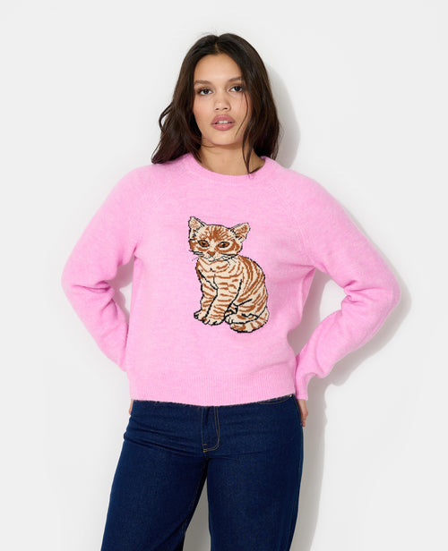 Pull en maille avec chaton - PIMKIE - 1