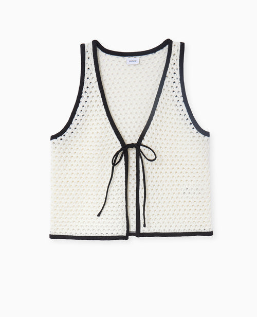 Gilet sans manches en crochet avec nouette - PIMKIE - 4