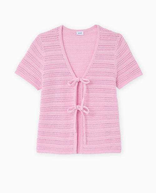 Gilet ajouré manches courtes avec nouettes - PIMKIE - 4