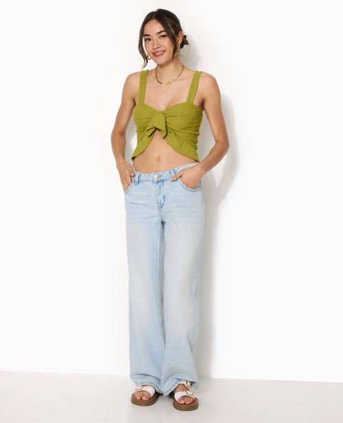 Top court en maille avec nœud et volant - PIMKIE - 3