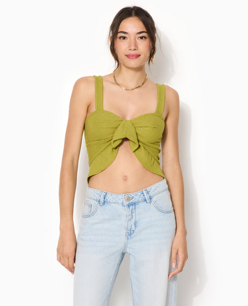 Top court en maille avec nœud et volant - PIMKIE - 5