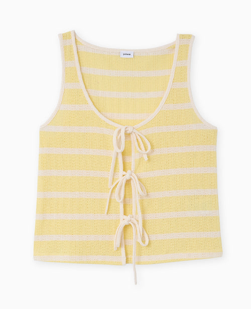 Débardeur en maille fantaisie rayée avec nouettes - PIMKIE - 4