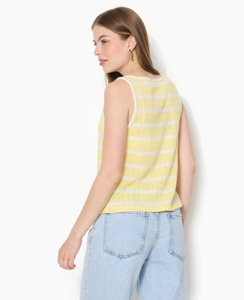 Débardeur en maille fantaisie rayée avec nouettes - PIMKIE - 6