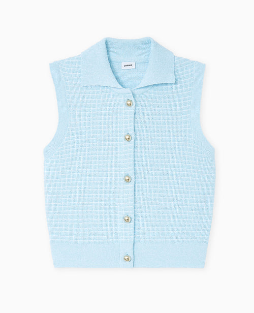 Gilet sans manches en maille à carreaux - PIMKIE - 4