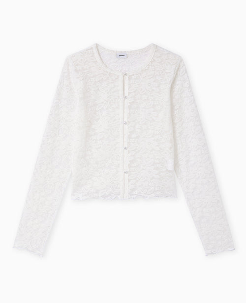 Top cardigan en dentelle avec boutons perles - PIMKIE - 4