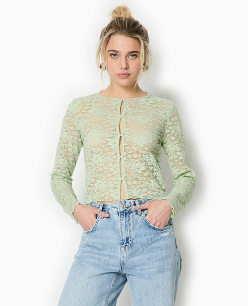 Top cardigan en dentelle avec bouton perle - PIMKIE - 5