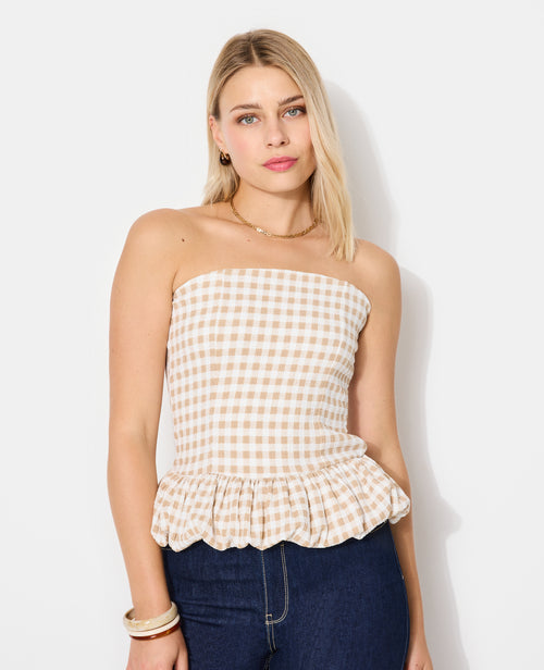 Top bustier avec base balloon motif vichy - PIMKIE - 1