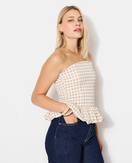 Top bustier avec base balloon motif vichy - PIMKIE - 7