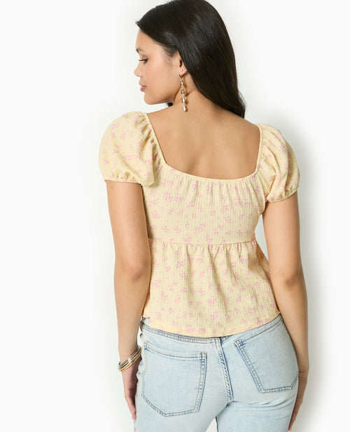 T-shirt manches ballons avec nouette - PIMKIE - 6