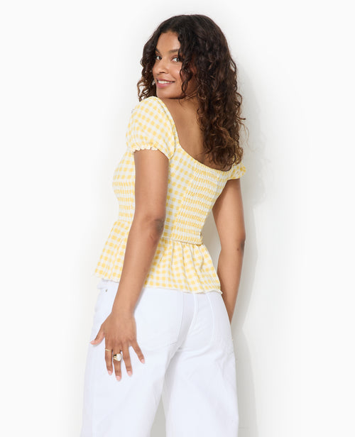 Top manches ballons motif vichy - PIMKIE - 5