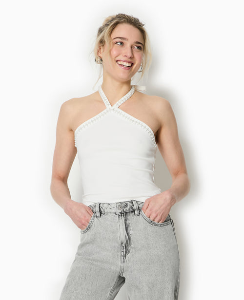 Top dos-nu avec détails perles - PIMKIE - 1