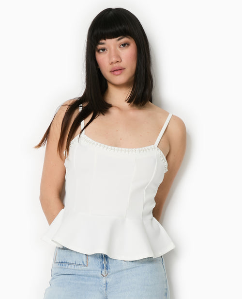 Top peplum à bretelles avec perles - PIMKIE - 7