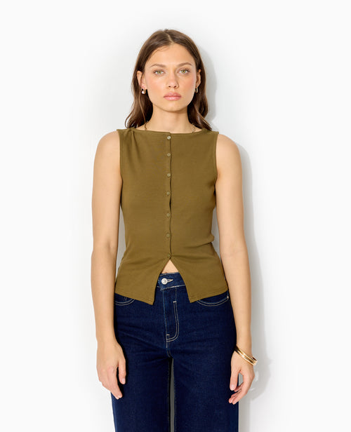 Débardeur en maille côtelée avec boutons - PIMKIE - 5