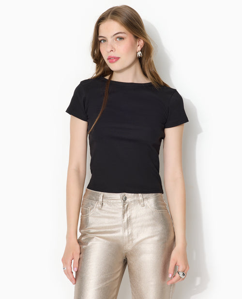 T-shirt en maille côtelée dos dégagé - PIMKIE - 1