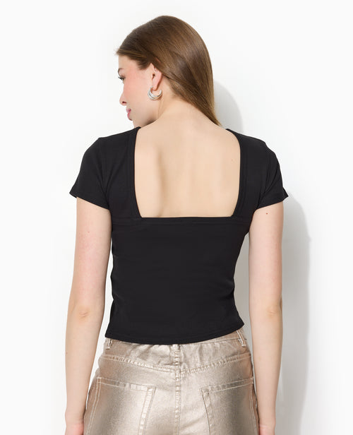 T-shirt en maille côtelée dos dégagé - PIMKIE - 6