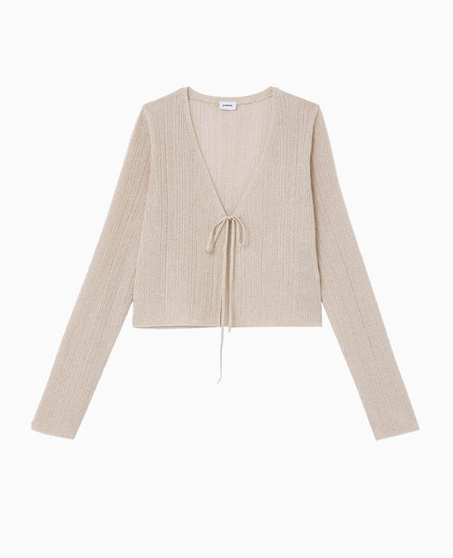 Gilet court en maille lurex avec nouette - PIMKIE - 4